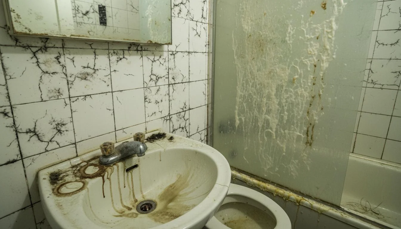 Bathroom sanitization before deep cleaning
