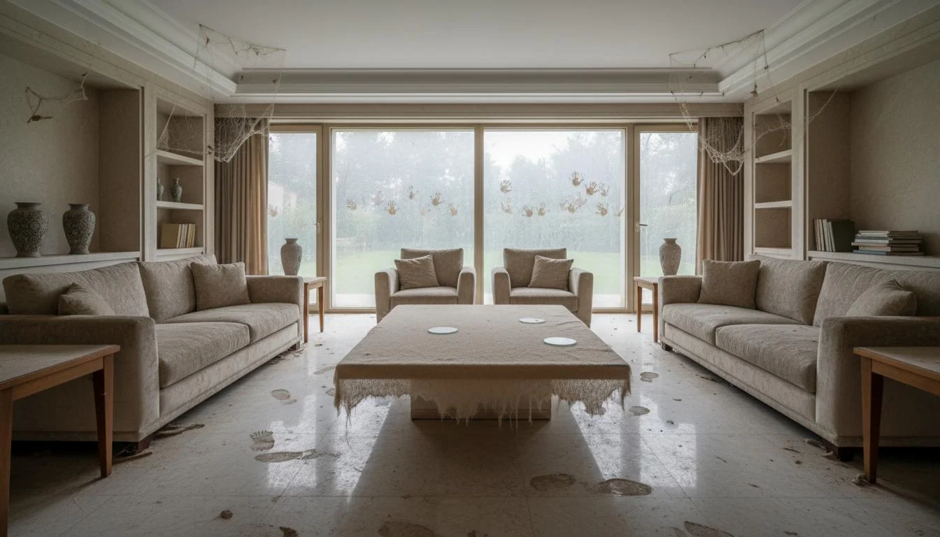 Villa living room deep clean before deep cleaning